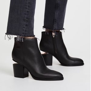 Alexander Wang Gabi Boots, black leather with silver hardware, size 8